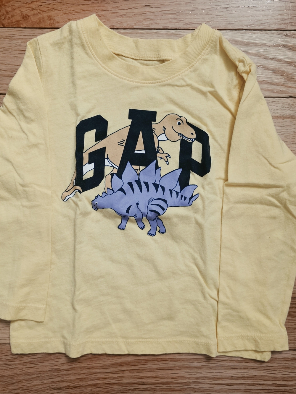 GAP Yellow Long-Sleeve Tee with Dinosaur Graphic